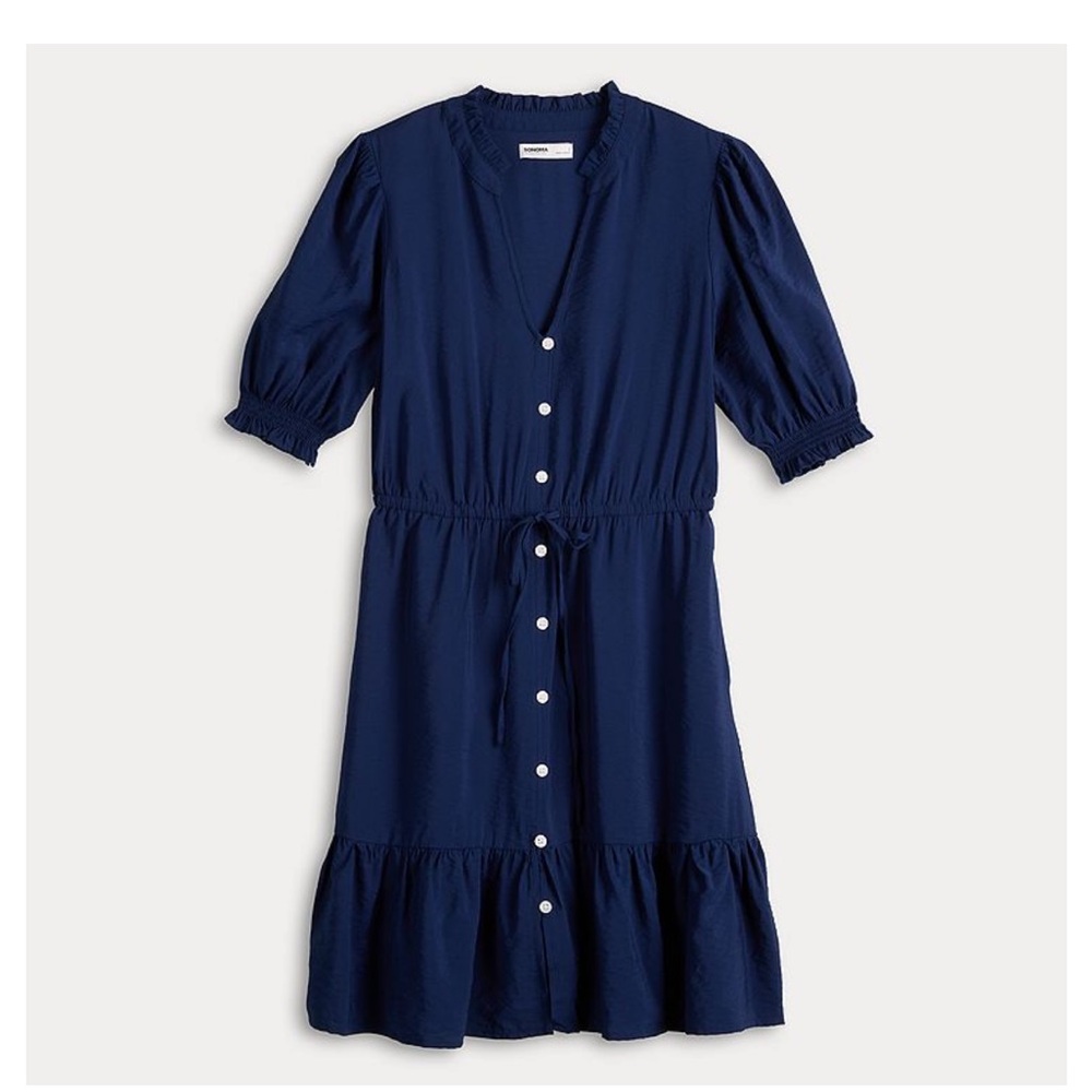 Sonoma Ruffle Collar Tie-Waist Dress